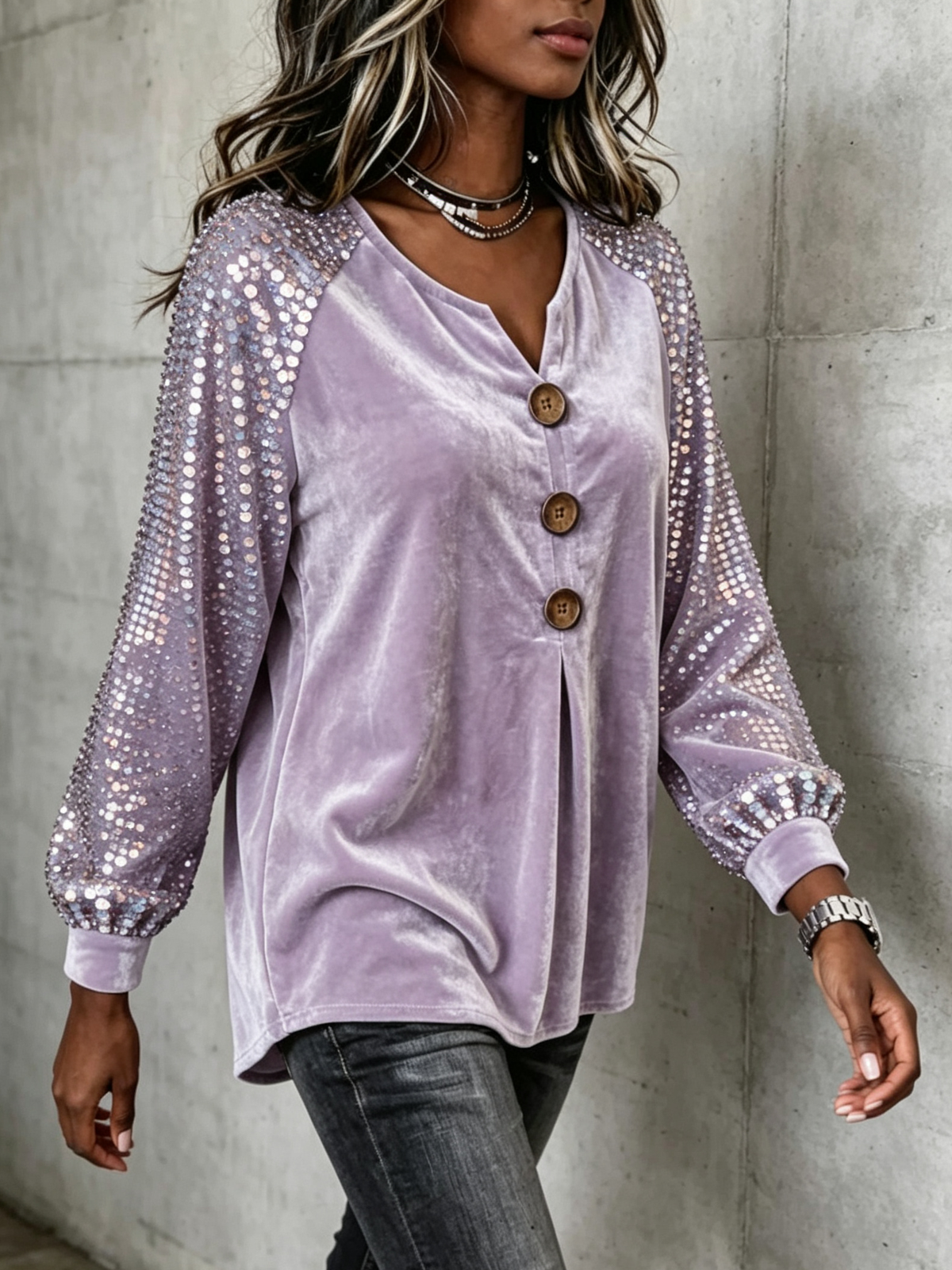 Elegant Shimmering Velvet Blouse Party Dinner