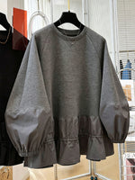 Relaxed-fit Casual Sweatshirt With Paneled Ruffle Hem