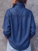 Chic Heart-Button Denim Shirt Pullover