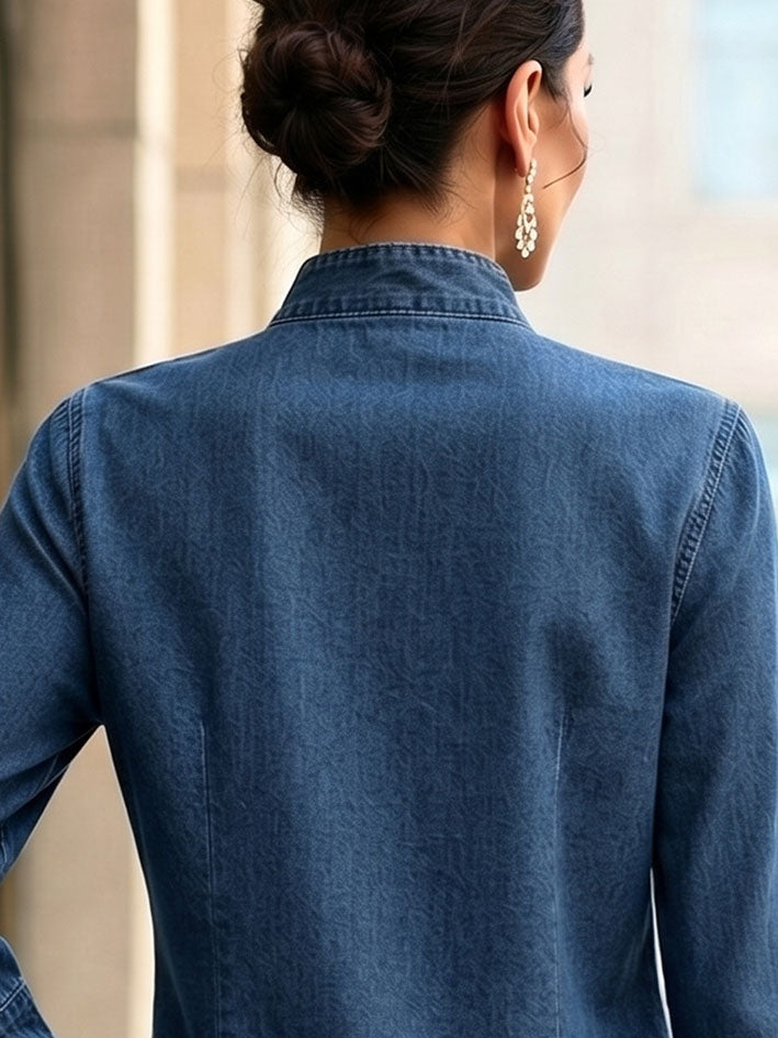 Elegant Asymmetrical Denim Top