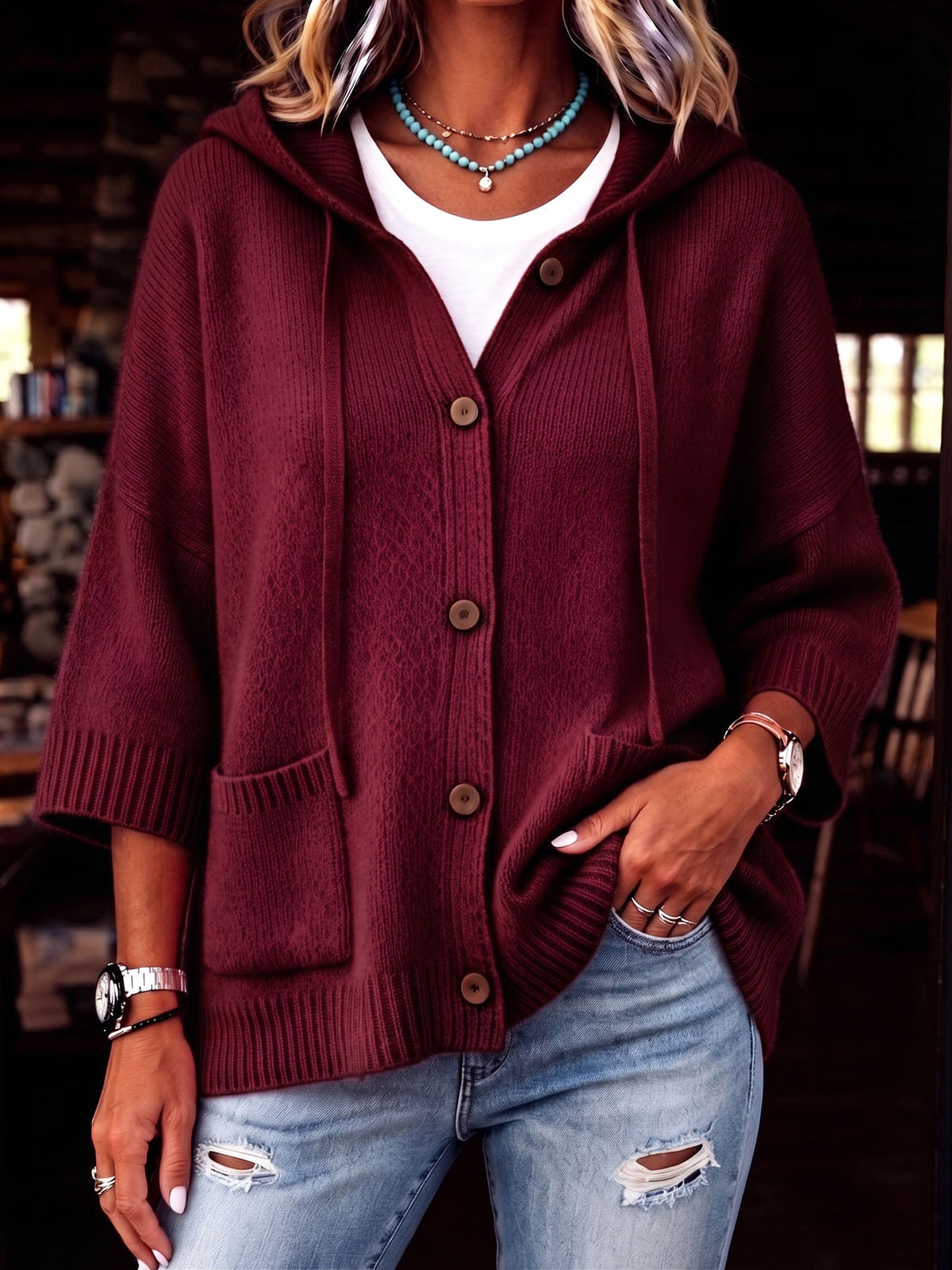 Cozy Chic Hooded Knit Cardigan