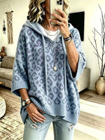 Comfortable And Casual Leopard-print Knitted Hoodie