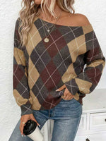 Chic Off-the-shoulder Knit Top With A Diamond Pattern