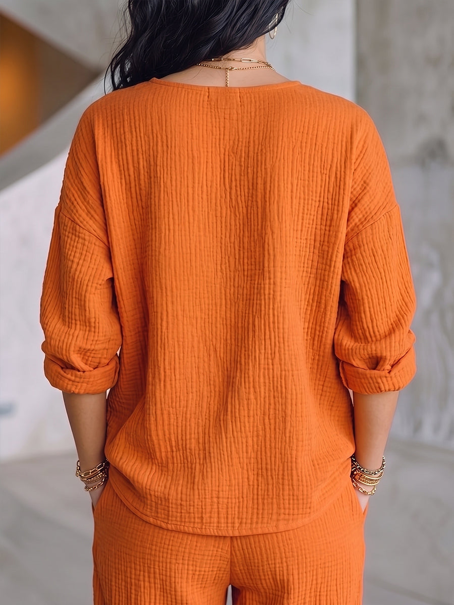 Vibrant Comfortable Textured Crinkle Cotton T-shirt