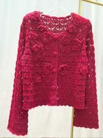 Stylish And Exquisite 3d Floral Crochet Knit Cardigan