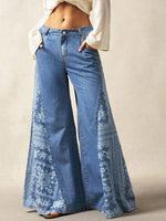 Bohemian-print Patchwork Wide-leg Jeans