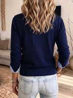 Striped Shirt Illusion Layered Knit Cardigan