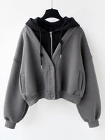 Casual Color-block Faux-layered Hooded Sweatshirt