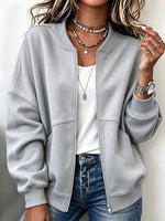 Casual Zip-up Cotton Sweatshirt Jacket