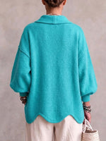 Oversized Knit Cardigan Featuring Large Metal Buttons, A Shawl Collar, And An Asymmetrical Hem