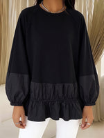 Relaxed-fit Casual Sweatshirt With Paneled Ruffle Hem