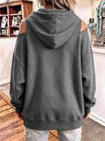 Edgy Zipper Cutout Cold-Shoulder Hoodie
