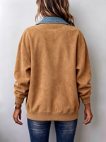 Vintage-chic Suede Patchwork Denim Jacket
