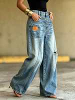 Trendy Street Style Wrap-around Wide-leg Jeans