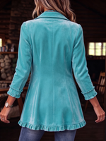 Retro Boho Ruffled Velvet Jacket