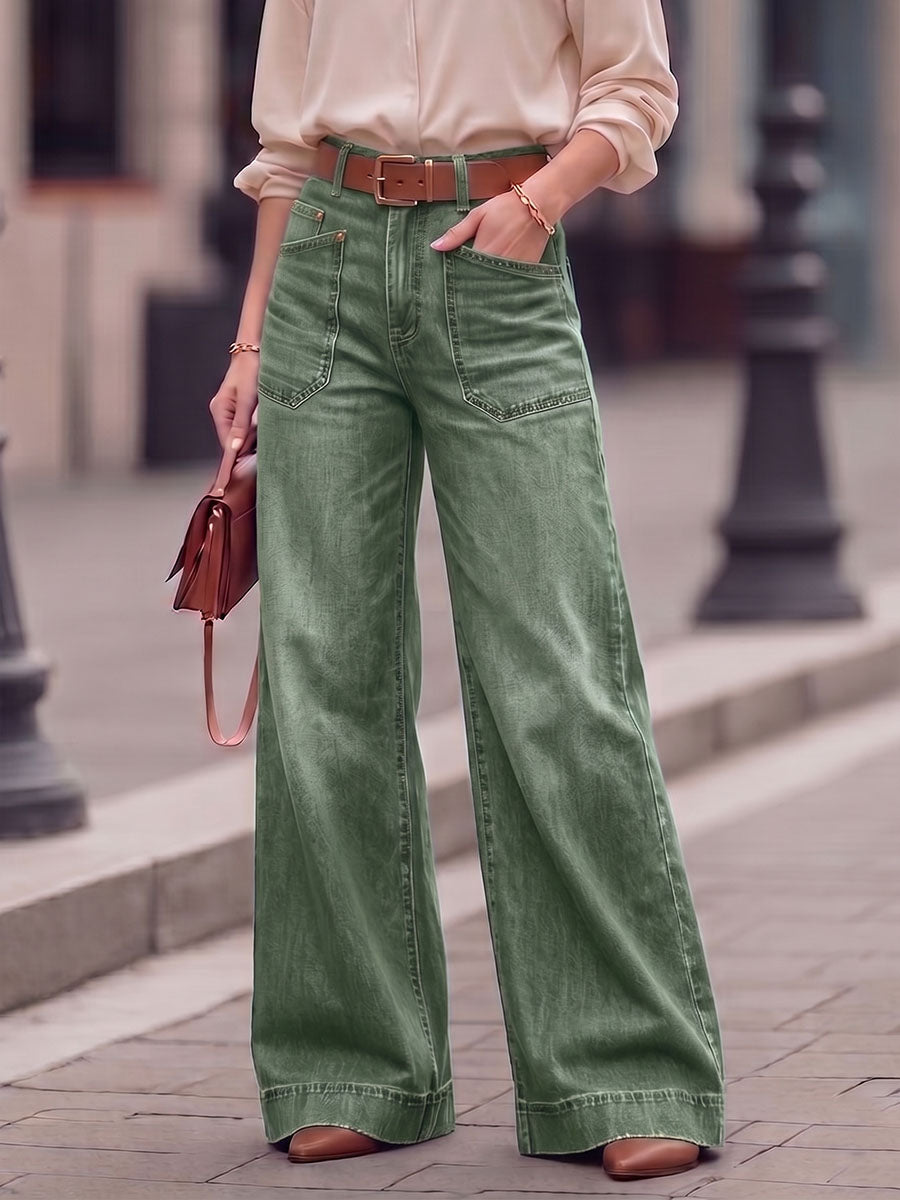 Women's High-waisted Casual Loose-fitting Wide-leg Jeans