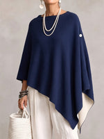 Elegant Asymmetrical Draped Knit Poncho