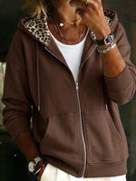 Leopard‑lined Full Zip Hoodie Jacket