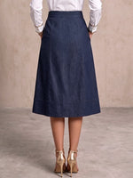 Women's High-waisted Round Hollow-out Denim Skirt