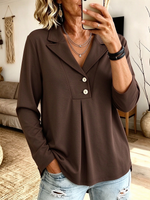 Cozy Elegant Lapel Collar Cotton Top