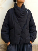 Contemporary Draped Asymmetric Puffer Jacket
