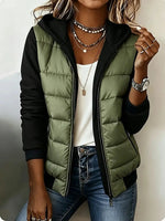 Casual Paneled Hooded Quilted Padded Jacket