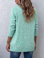 Loose, Buttonless, Pocketed Knit Cardigan