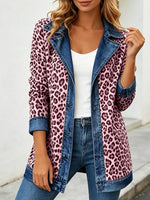 Chic Leopard Print and Denim Patchwork Jacket
