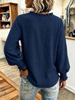 Casual Ruffled Button-front V-neck Top
