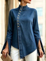 Elegant Asymmetrical Denim Top