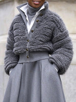 Chic, Plush-textured Cropped Knit Cardigan