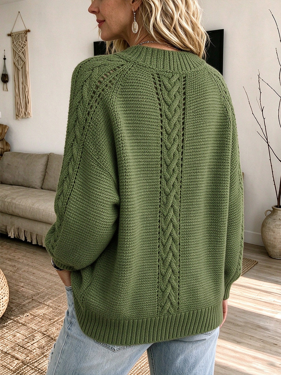Vintage-style Cable-knit Wool-blend Sweater