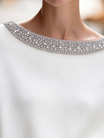 Stylish Rhinestone Trim Knit Sweater