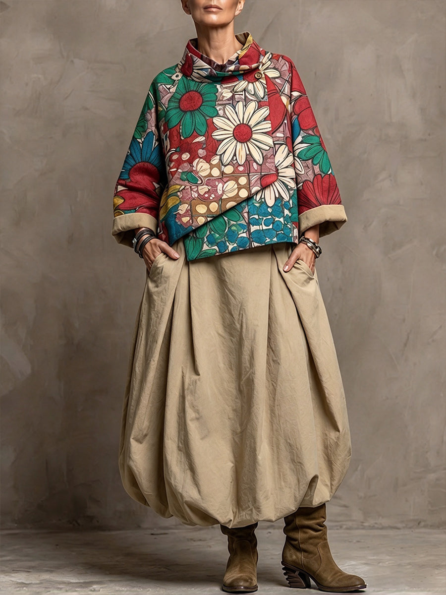 Casual Elastic-waist Balloon Skirt