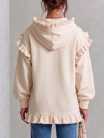 Raw‑edge Ruffle Trim Oversized Hoodie